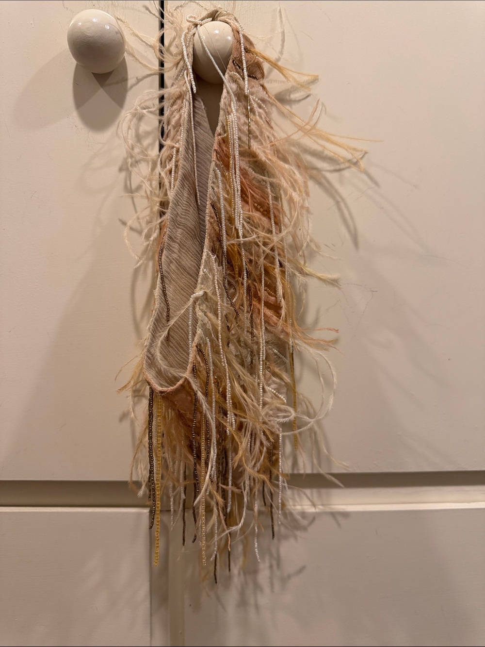 Mignonne Gavigan Neutral Fringe Fiber Tassel in Beige and Cream